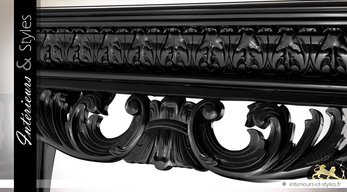 Console baroque en acajou finition noire cirée 152 cm