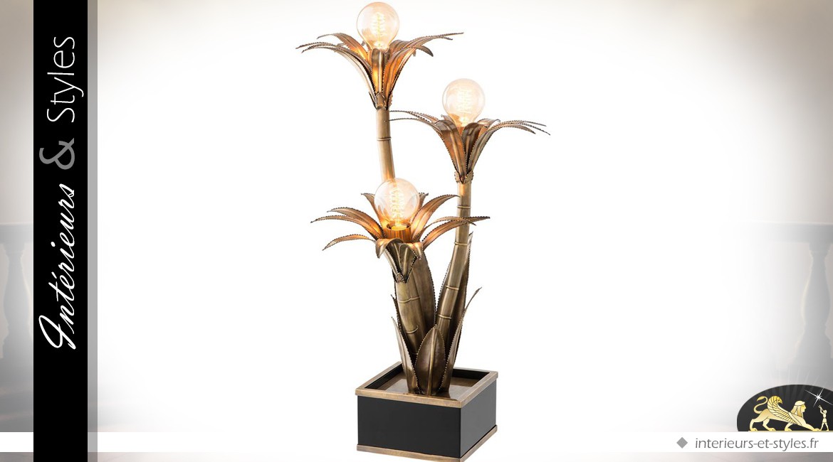 Lampe de salon en laiton doré en forme de palmiers 74 cm