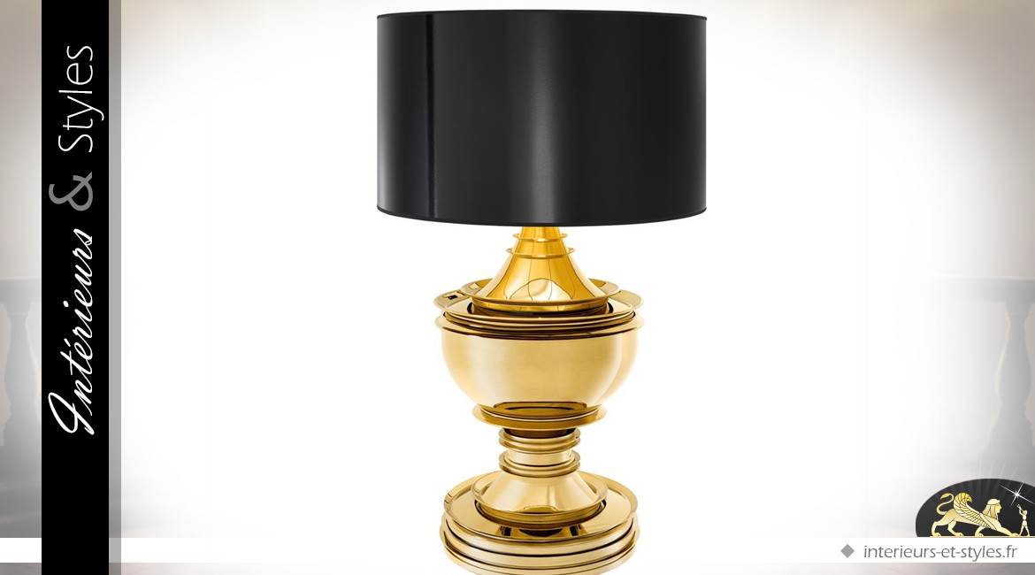 Trés grande lampe de salon noir et or 120 cm