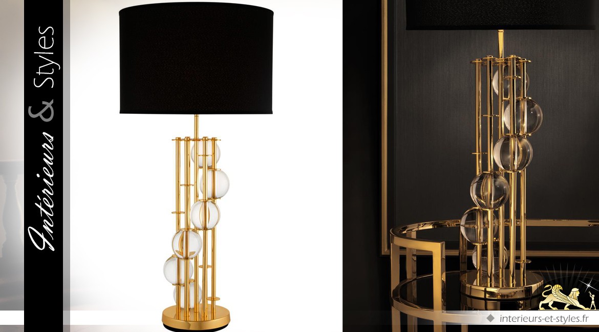 Grande lampe design dorée et noire 85 cm