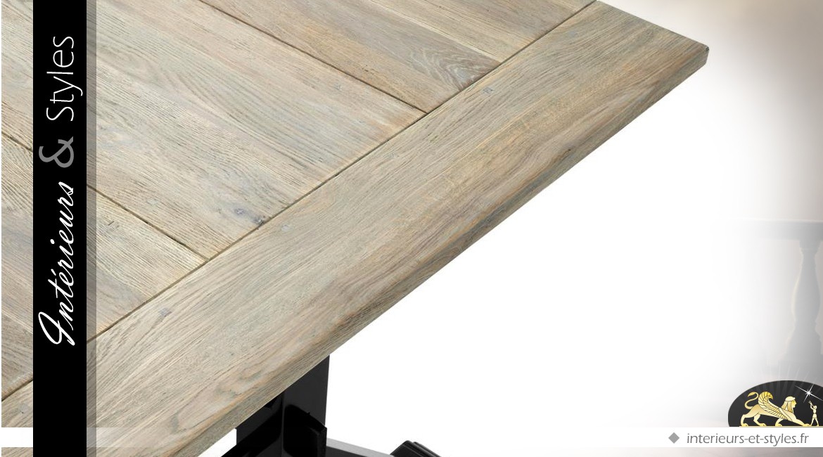 Table de repas de style industriel en chêne et métal 220 cm
