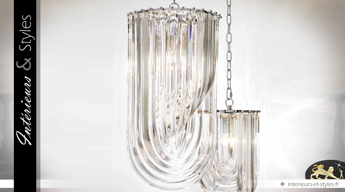Grande suspension design cristalline style Murano 65 cm