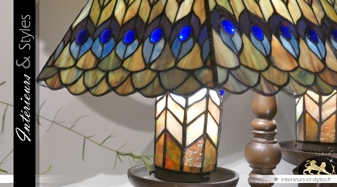 Lampe de prestige Tiffany  : oiseau de Junon