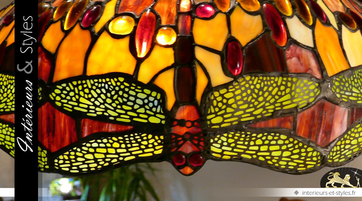 Suspension Tiffany libellules : Beautés ephémères Ø 51 cm