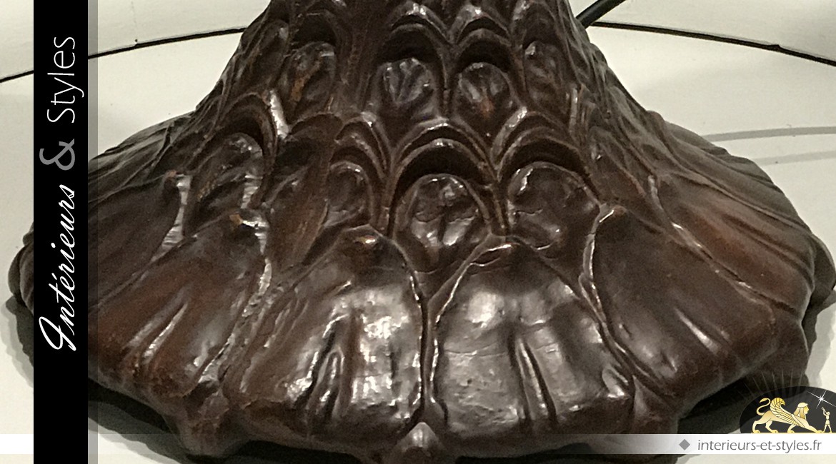 Lampe de prestige Tiffany : le paon crépusculaire Ø 68cm