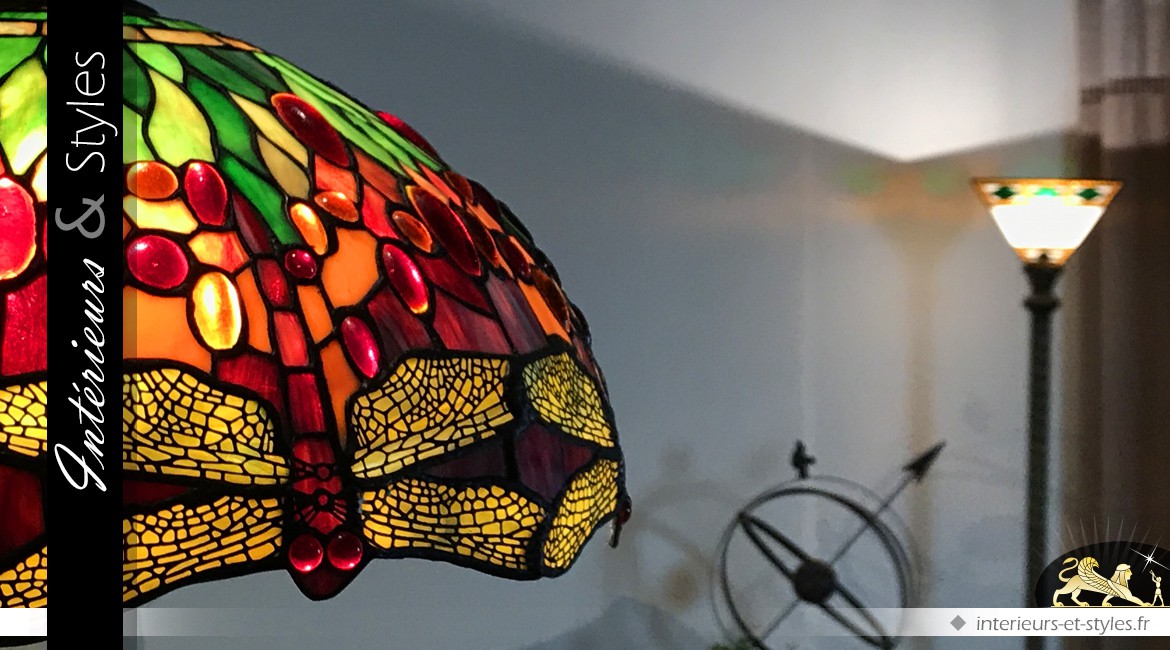 Suspension de style Tiffany : lumineuses libellules Ø 50