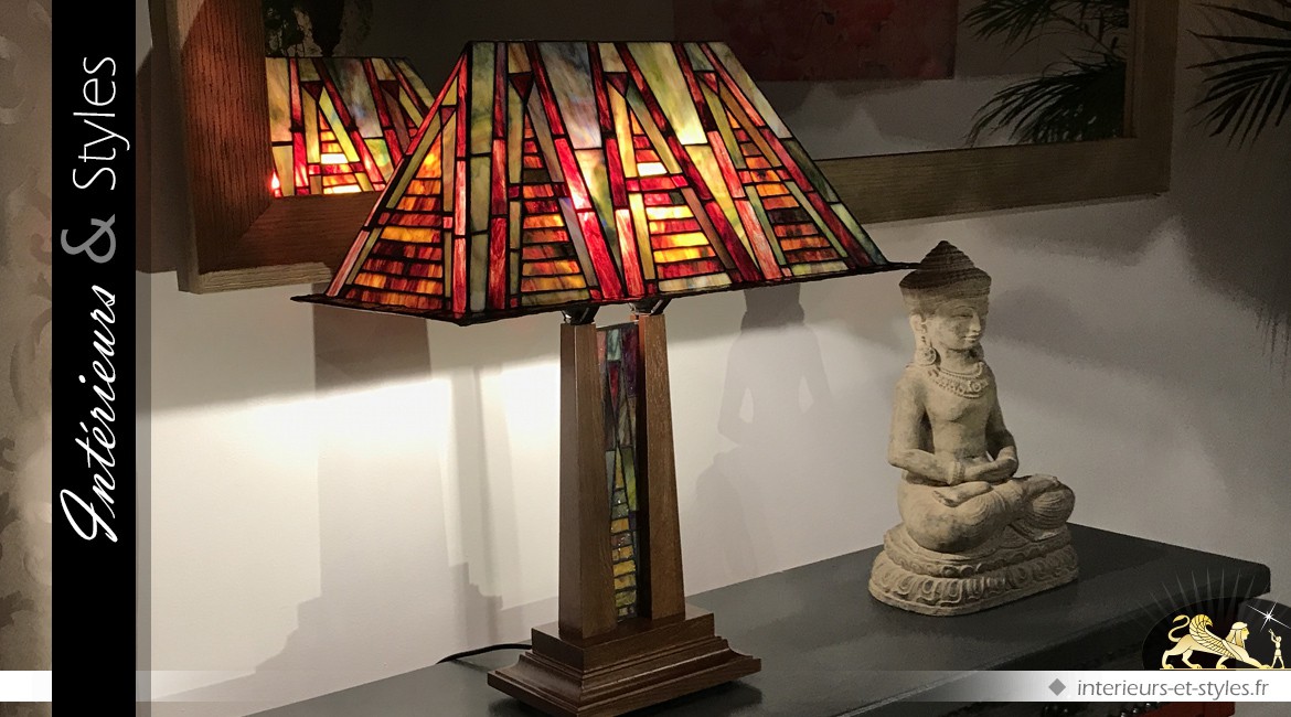 Lampe Tiffany : la Cité interdite - 61cm de hauteur finale