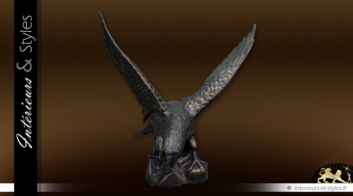 Sculpture animalière aigle finition bronze antique (gauche)