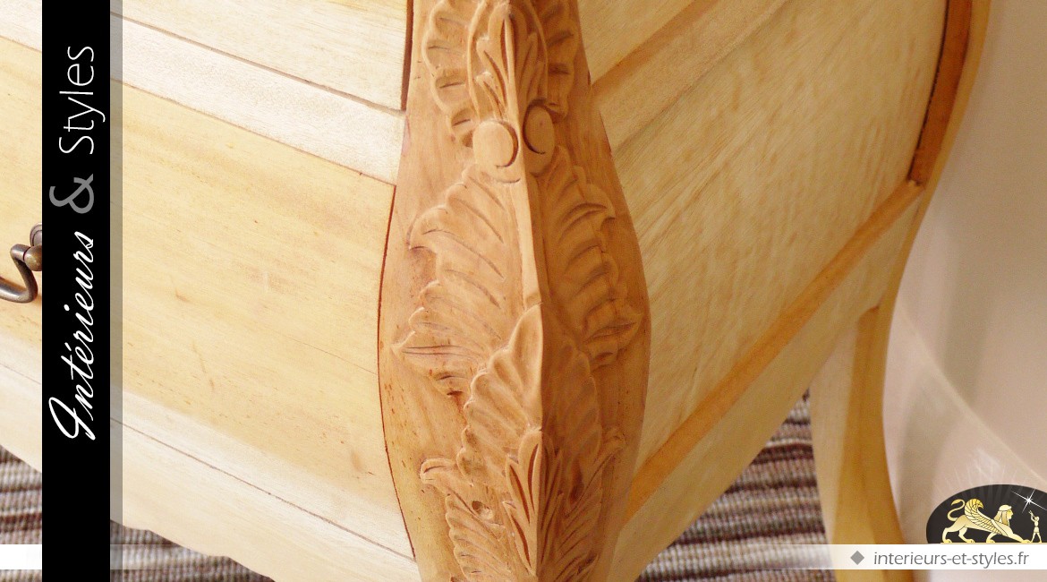 Table chevet 2 tiroirs style ancien sculpté main meuble à finir