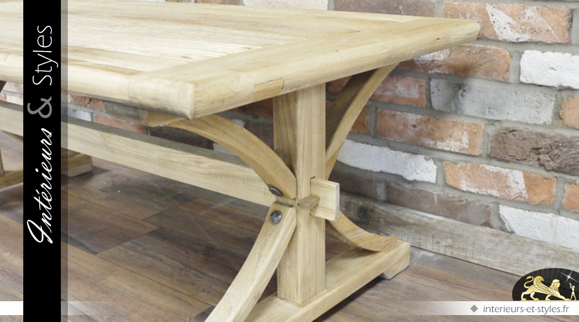 Table basse en bois massif à croisillons