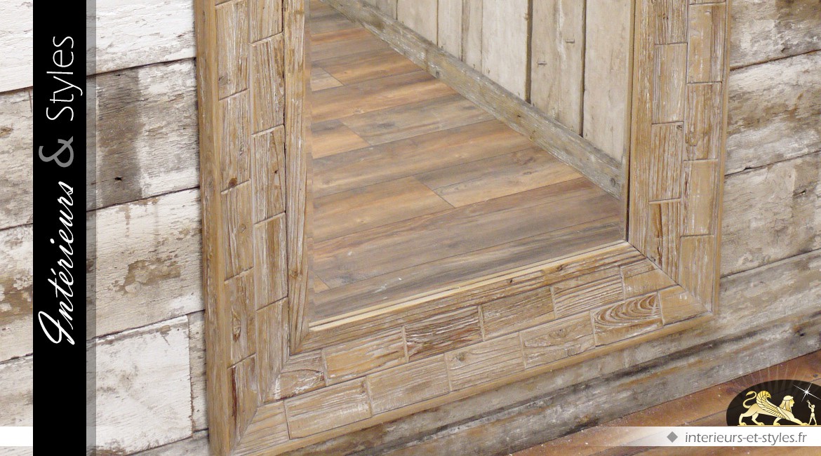 Grand miroir en bois de style rustique 183 cm