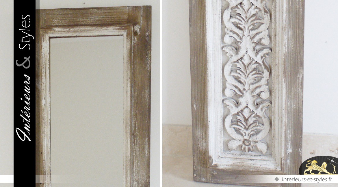 Miroir porte de style rustique et brocante 186 cm