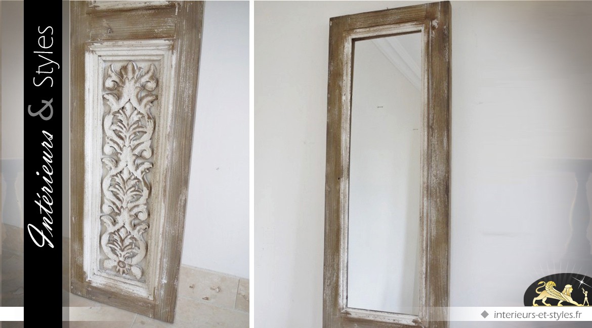 Miroir porte de style rustique et brocante 186 cm