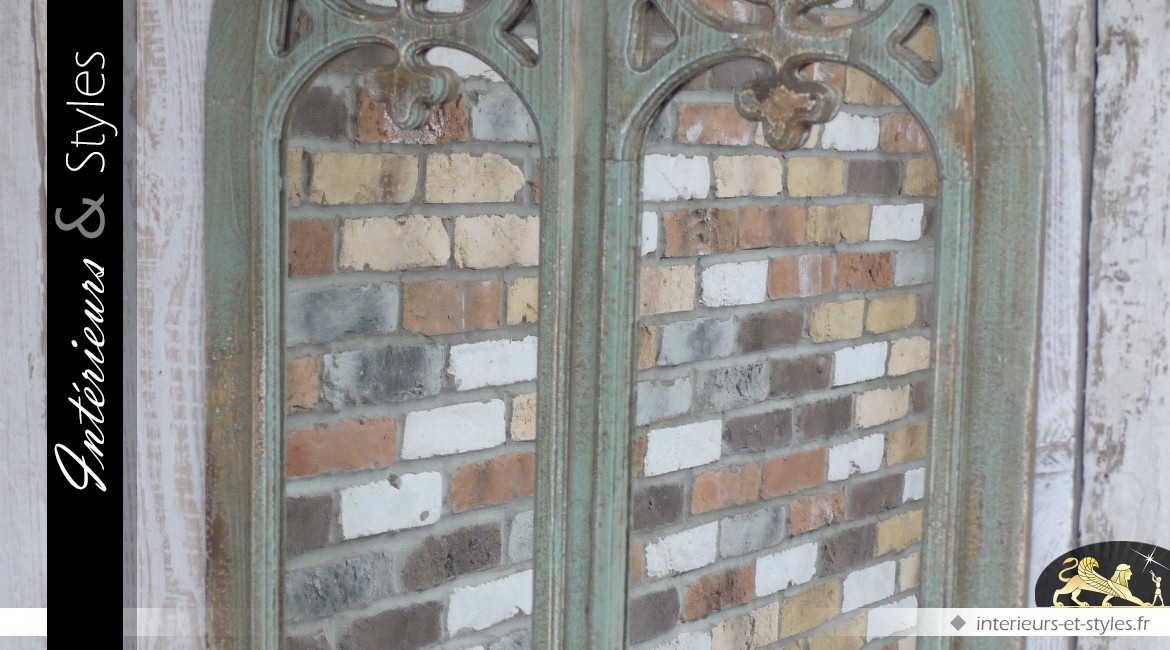 Miroir-fenêtre mural et décoratif de style ancien