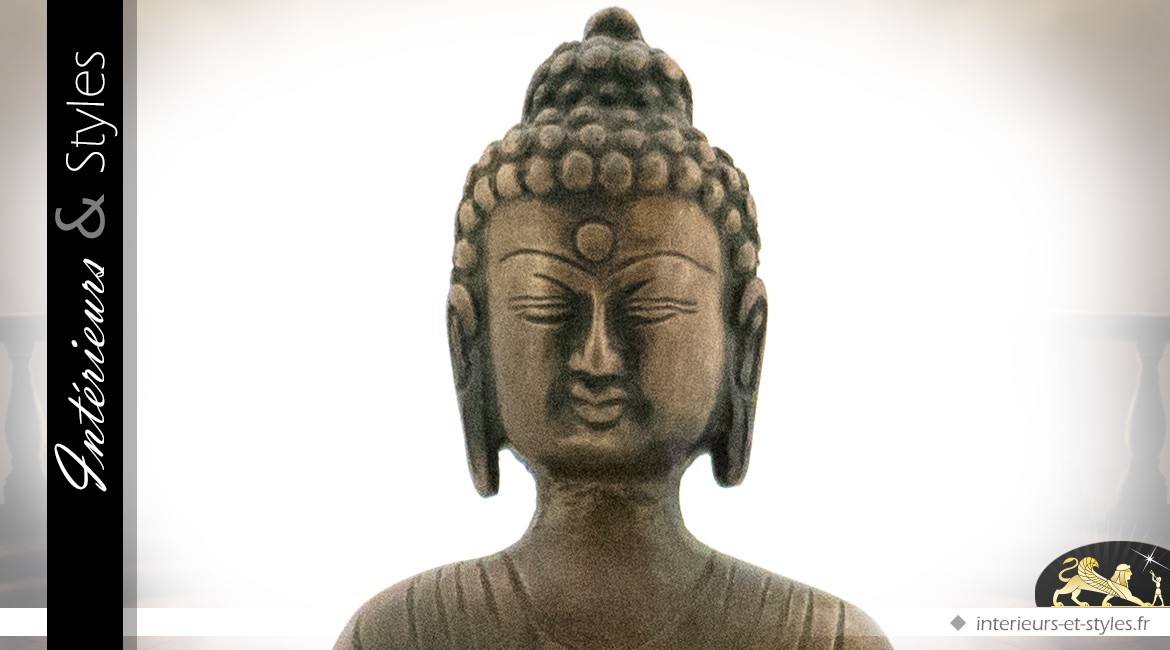 Statuette de bouddha en bronze (35 cm)