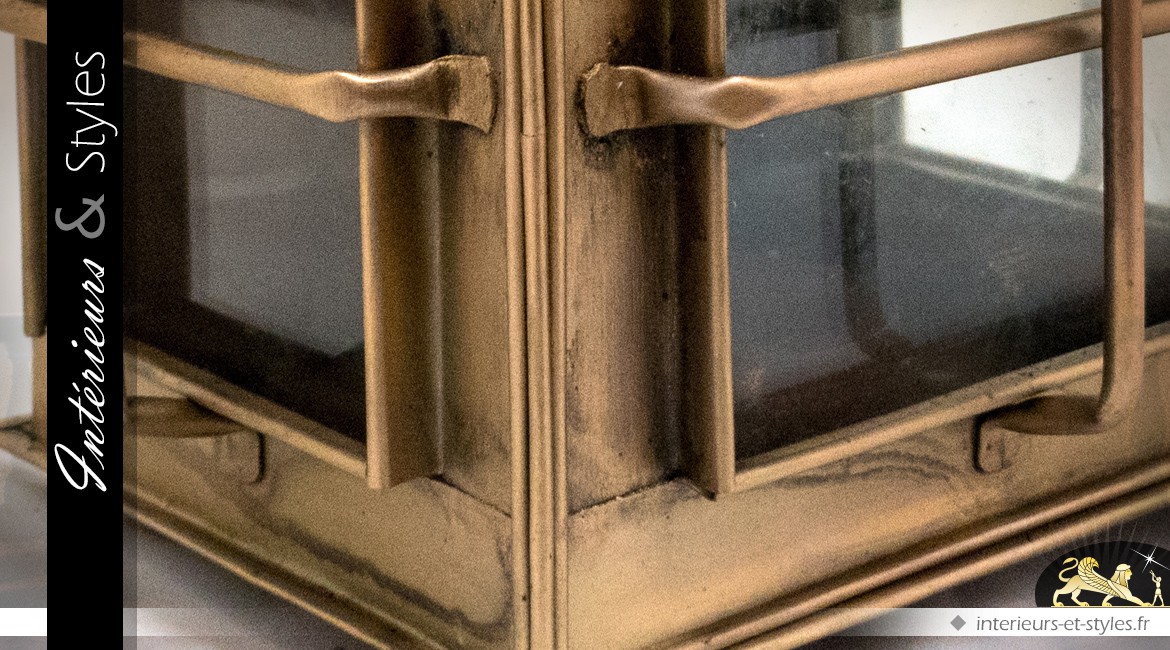 Lanterne ancienne en laiton doré de de style rétro (40 cm)
