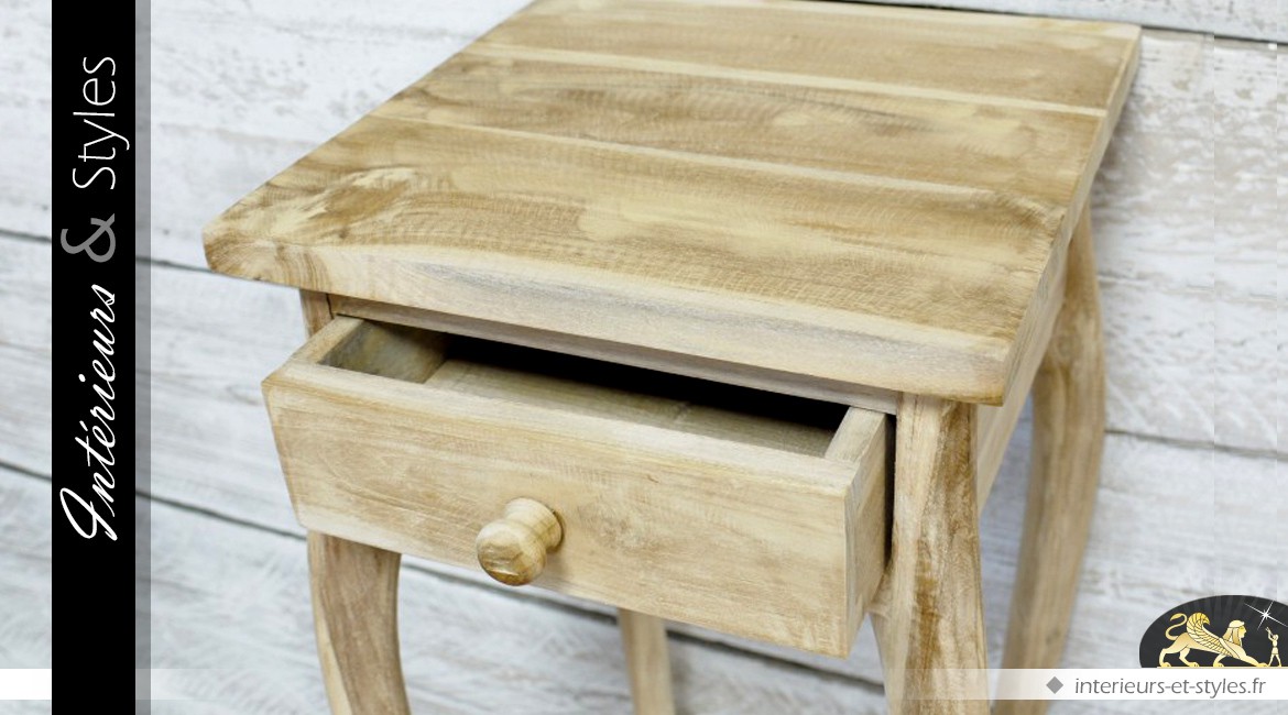 Sellette de style en bois naturel avec tiroir