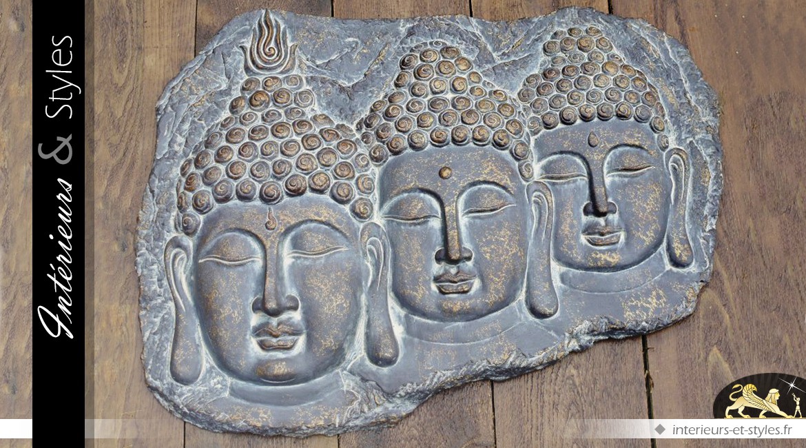 Décoration murale : Les trois bouddhas (70 x 53 cm)
