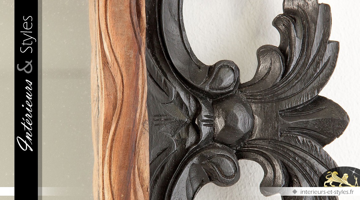 Grand miroir en bois et métal de style baroque 150 cm