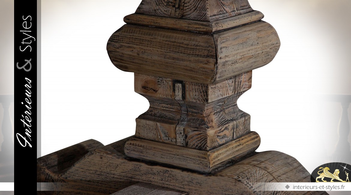 Table Monastère 270 cm en pin massif recyclé finition bois naturel vieilli