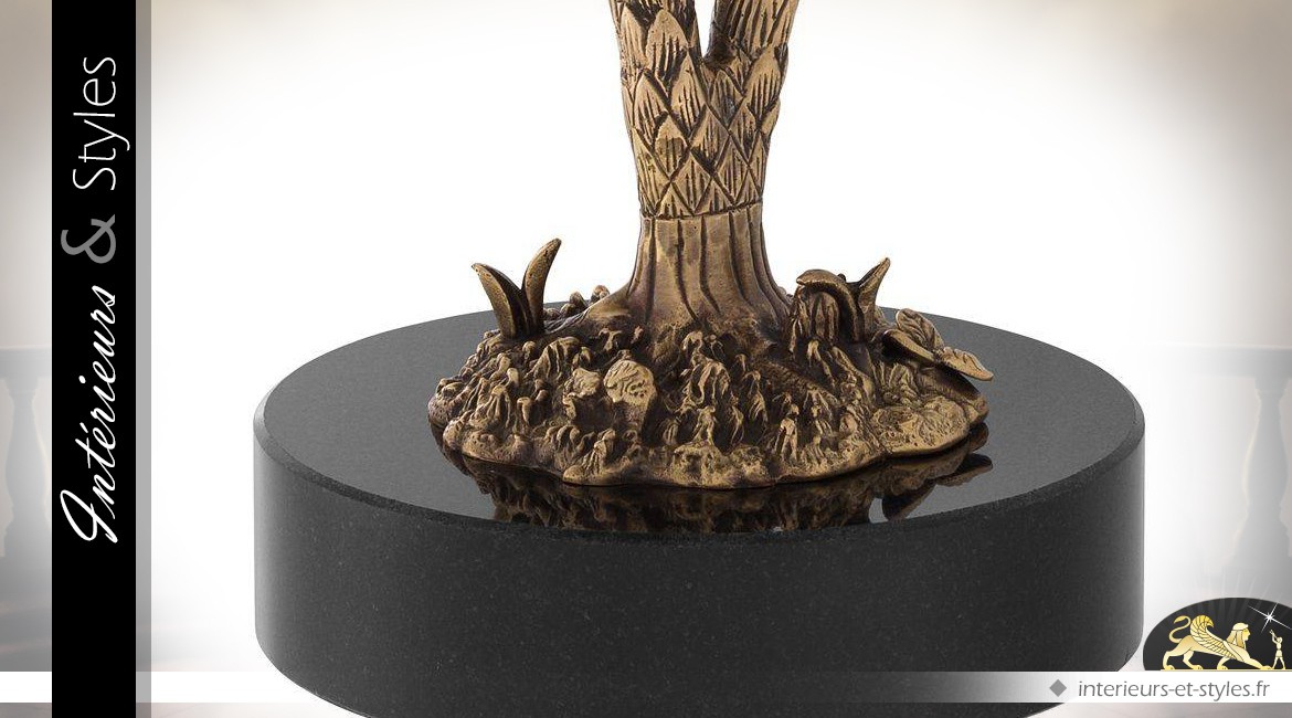Coupe Art Déco avec pied en forme de palmier finition bronze ancien 50,5 cm