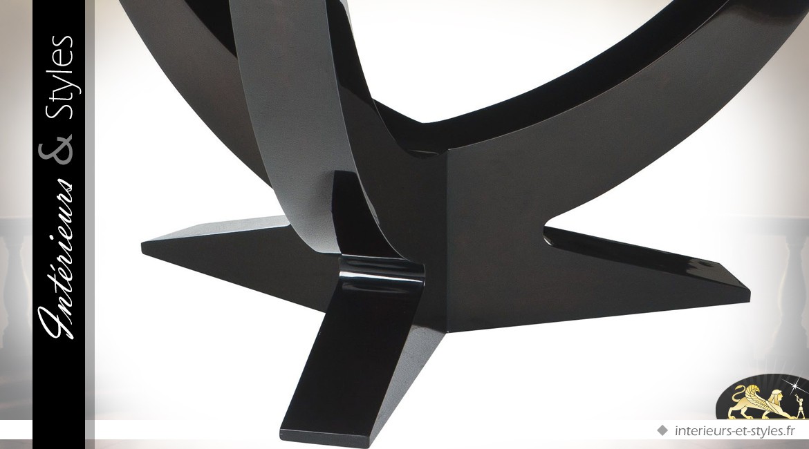 Luxueuse table ronde acajou finition eucalyptus fumé brillant Ø 150 cm
