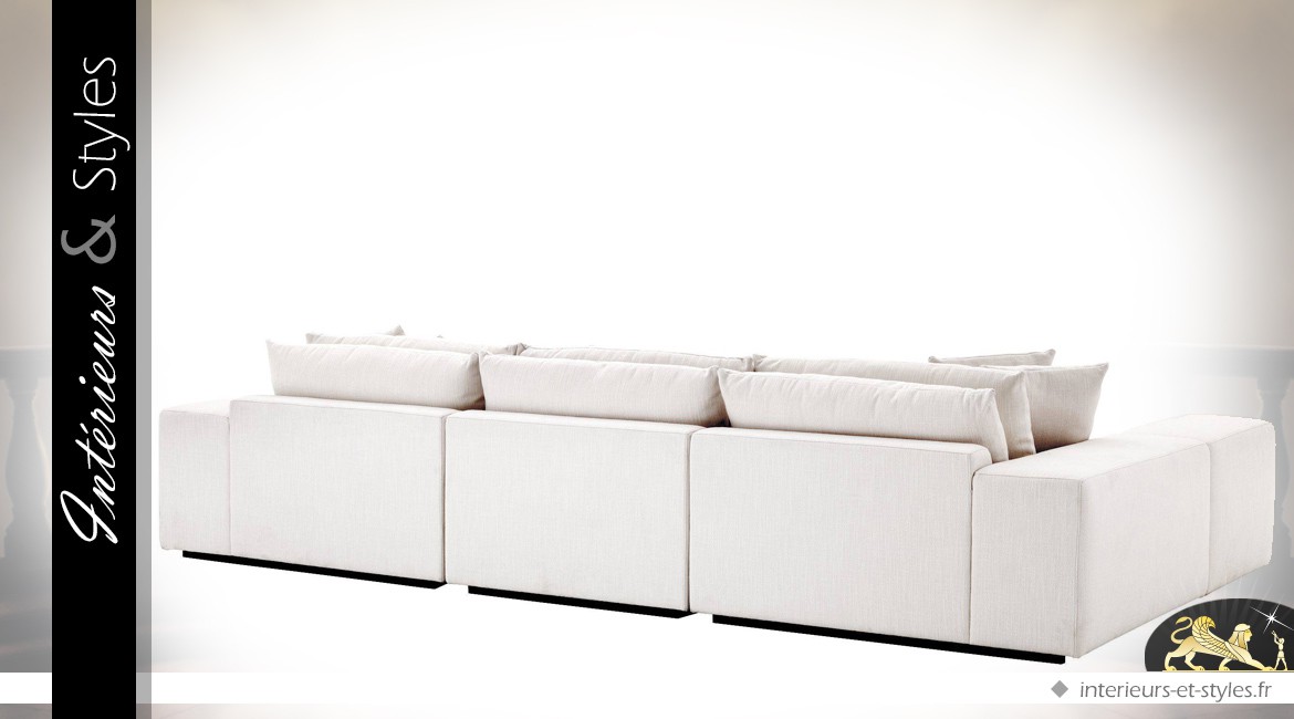 Grand canapé d'angle modulable contemporain en tissu blanc Avalon 380 x 200 cm
