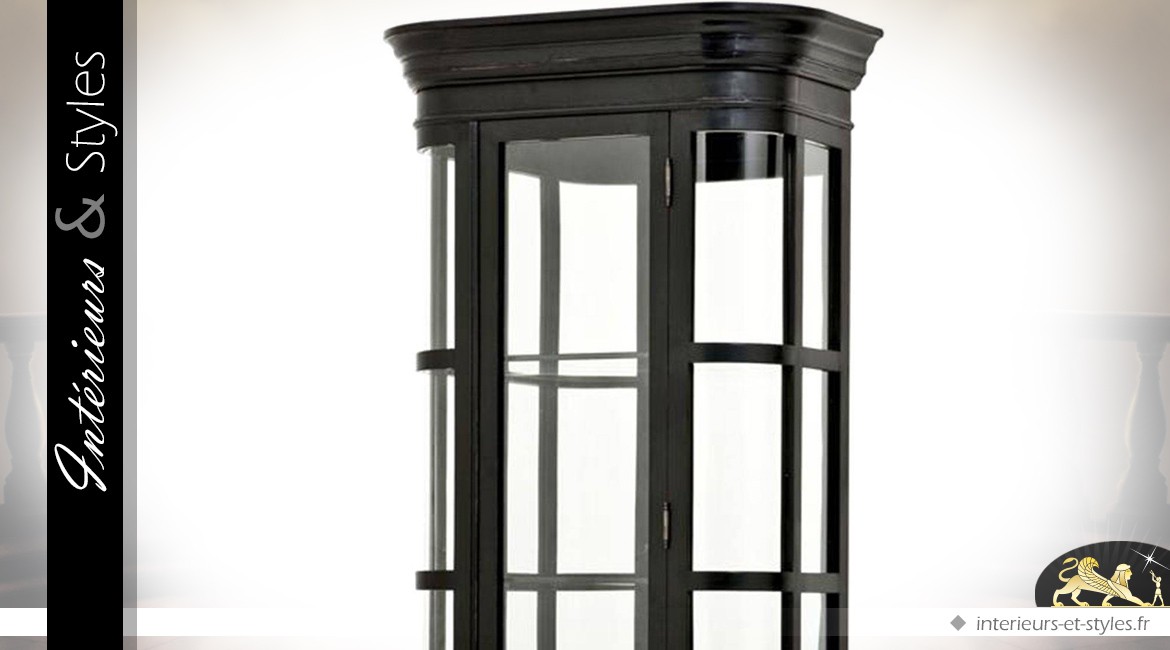 Vitrine kiosque finition noire style anglais avec 5 niveaux d'exposition 238 cm