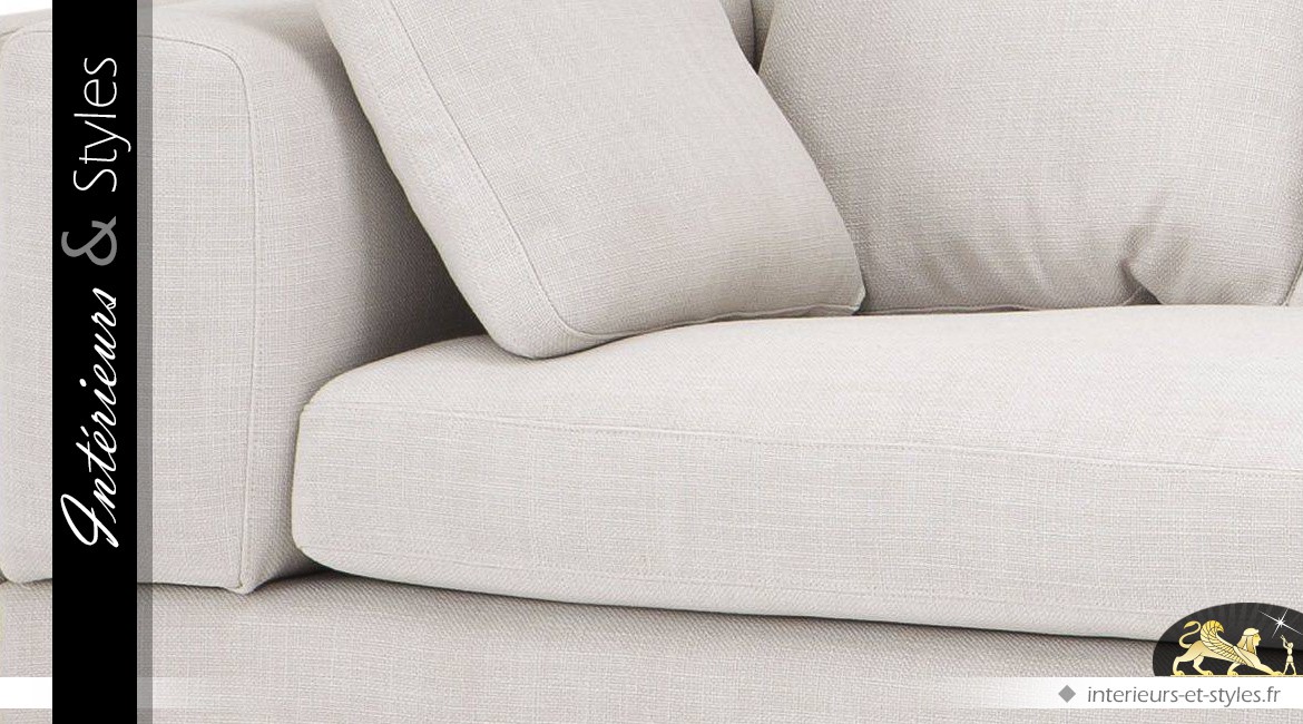 Grand canapé 4 places en tissu Panama avec rembourrage naturel 290 cm