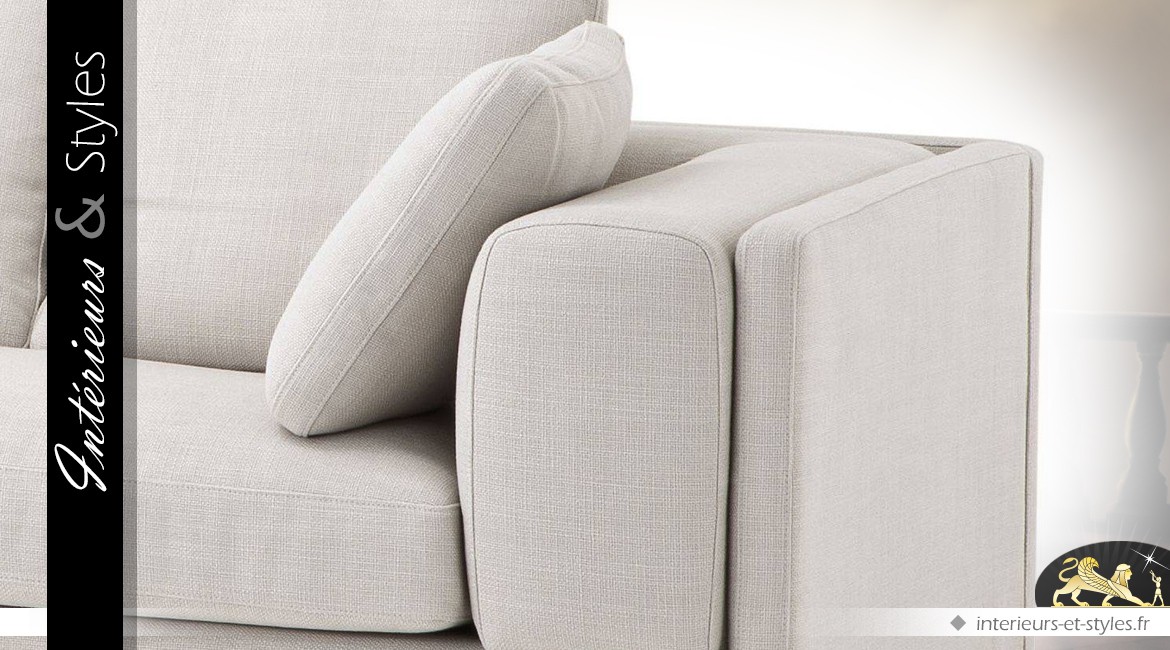 Grand canapé 4 places en tissu Panama avec rembourrage naturel 290 cm