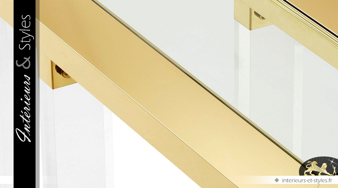 Console design rectangulaire dorée et translucide 140 cm