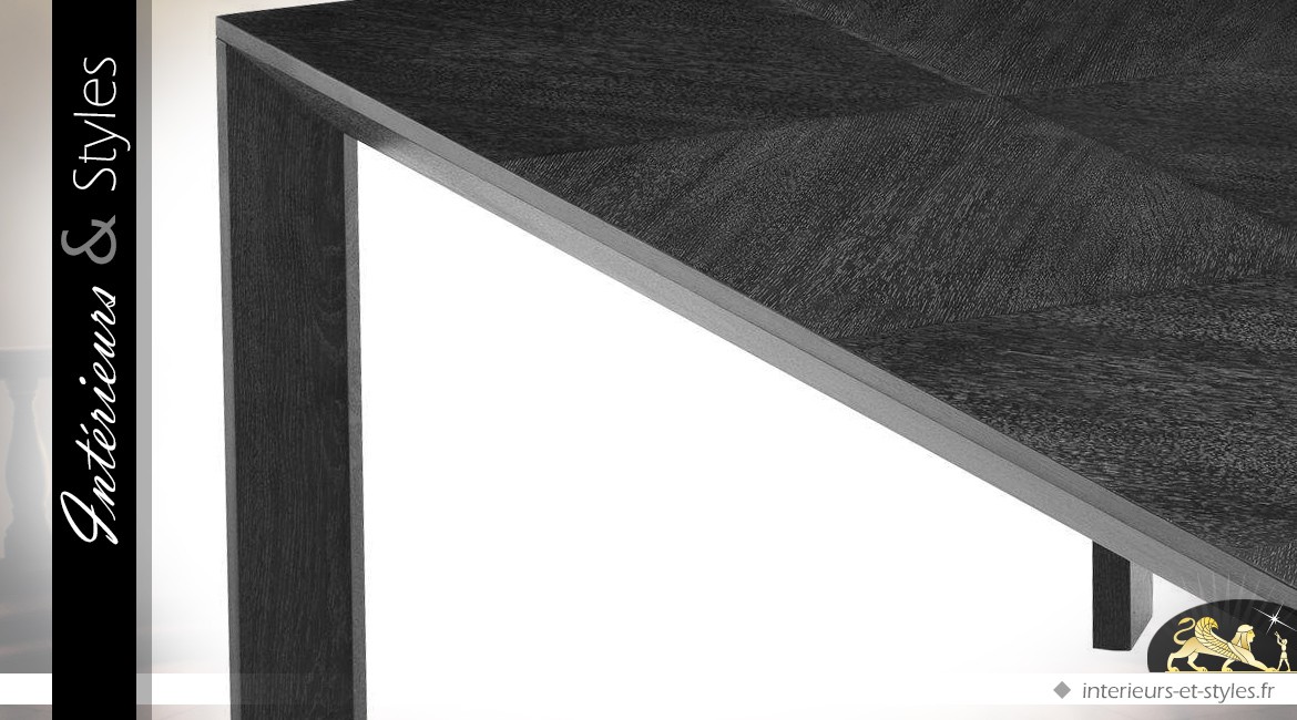 Table de salle à manger en acajou avec placage chêne teinte charbon 225 cm