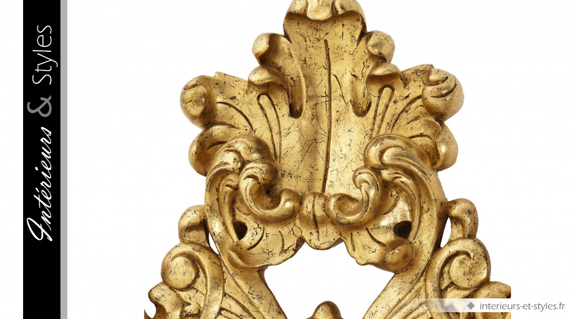Grand miroir baroque Leighton signé Eichholtz, 190cm d'ornement en bois d'acajou sculpté et doré à la feuille d'or