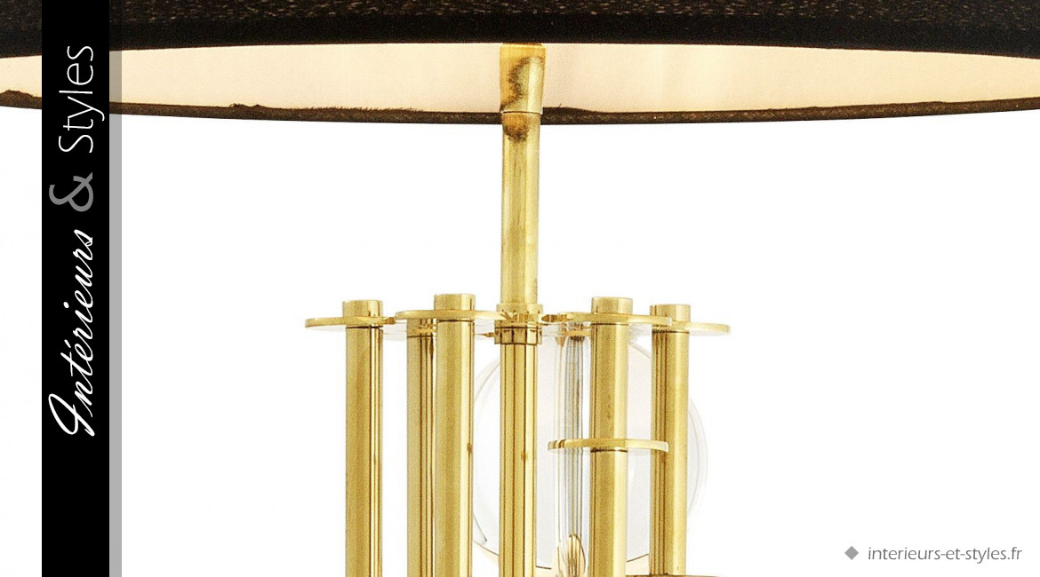 Lampadaire Lorenzo signé Eichholtz, en acier doré brillant et sphères de verre