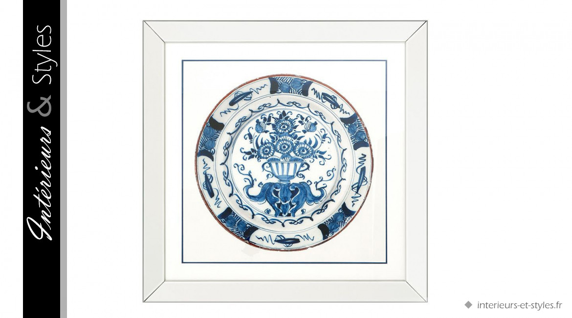 Ensemble de cadres Chine Impériale signé Eichholtz, en céramique finition bleu cobalt