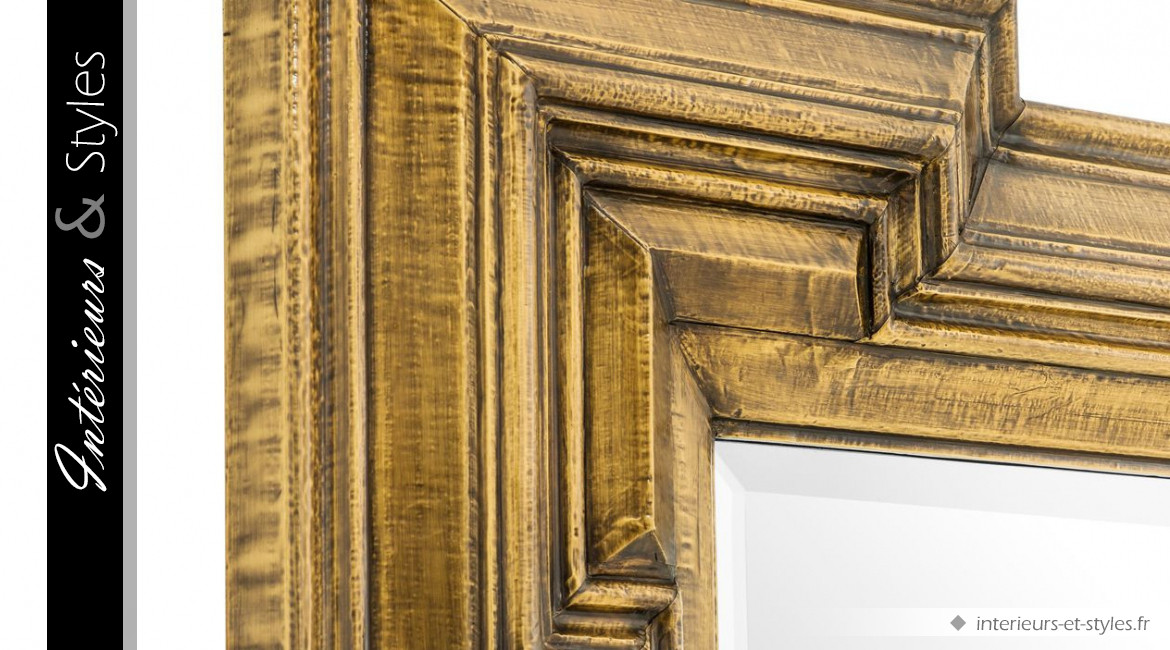 Miroir Livorno signé Eichholtz, en bois de marandi finition laiton antique