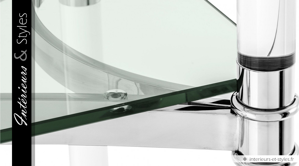 Etagère design Trento signée Eichholtz, en acier chromé et verre