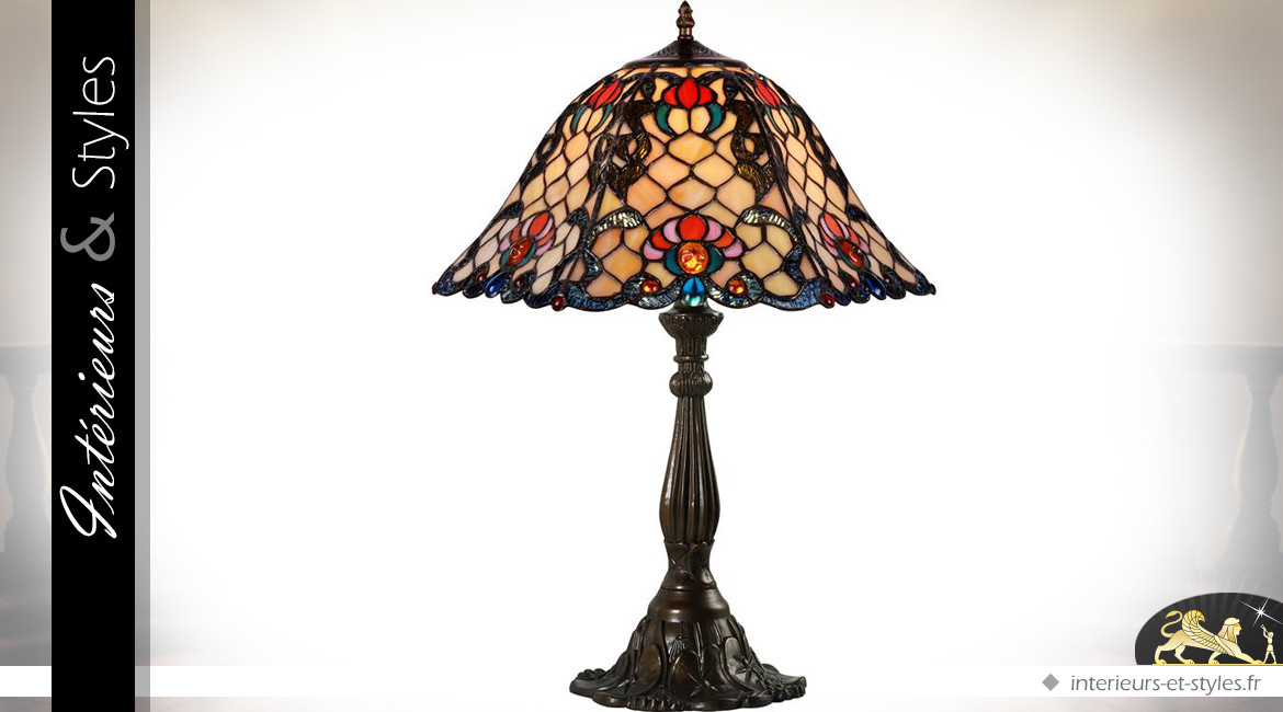 Lampe  de salon de style Tiffany : Amyrtée 61 cm (Ø 44,5 cm)