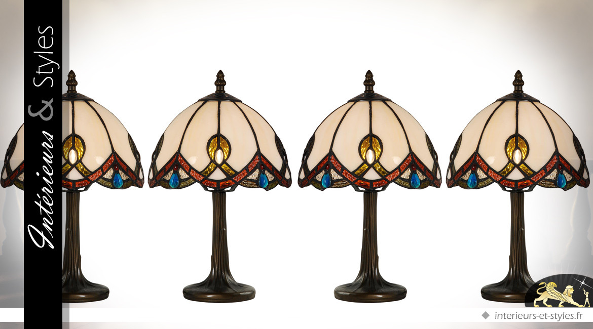 Série de 4 lampes de style Tiffany Ivana 33 cm - Ø 21 cm