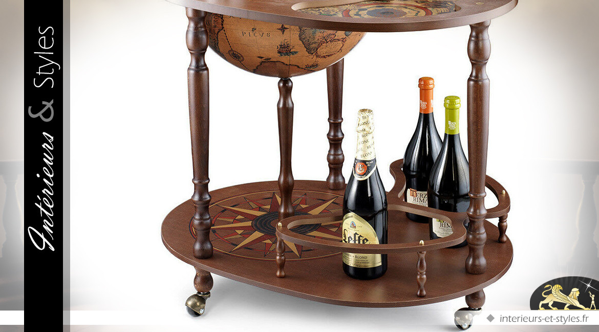 Table console bar avec mappemonde antique du XVIe siècle 92,5 cm