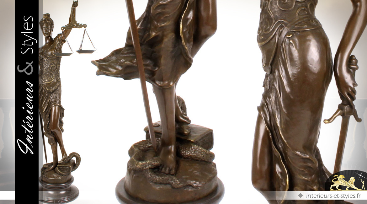 Sculpture en bronze Thémis déesse de la Justice 99 cm