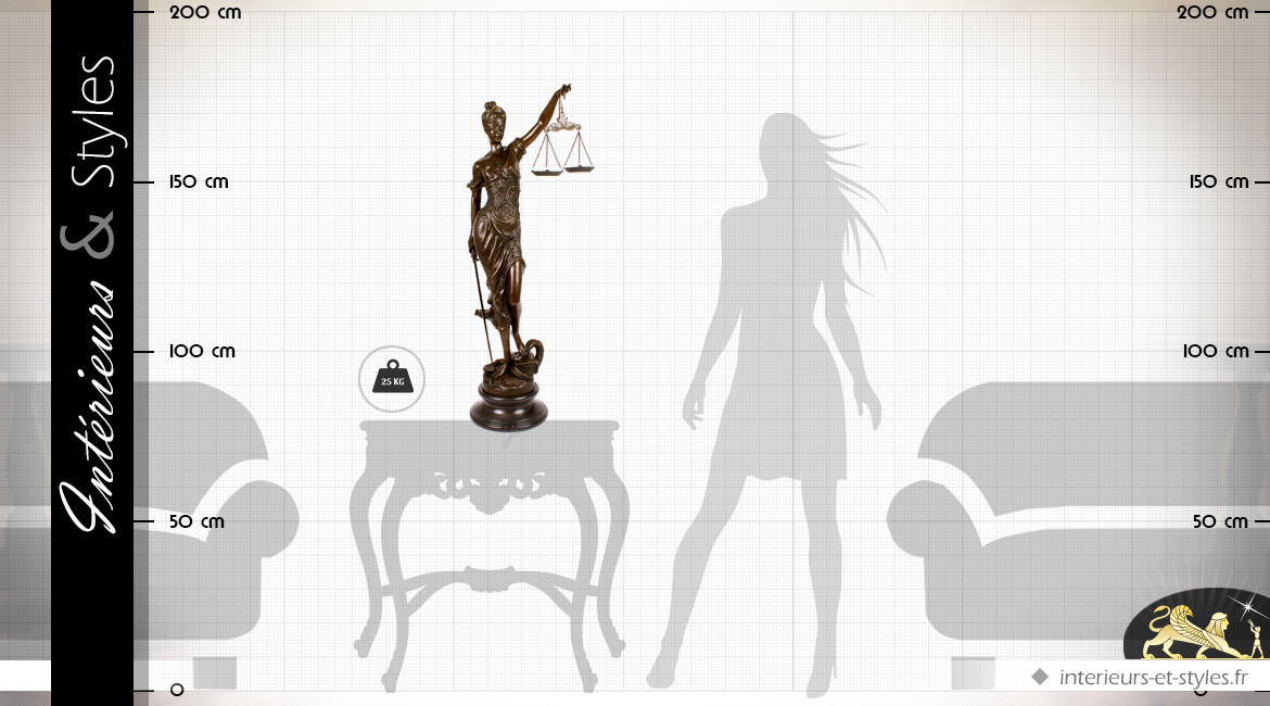 Sculpture en bronze Thémis déesse de la Justice 99 cm