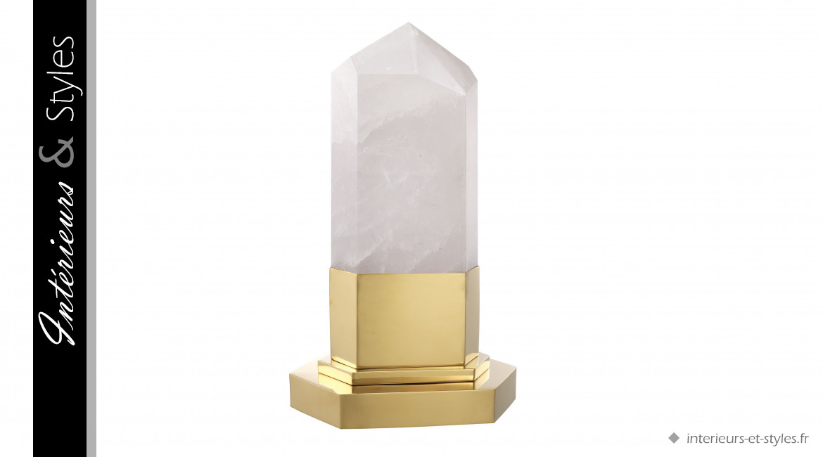 Lampe de salon Rock Crystal signée Eichholtz, en cristal de roche véritable et acier finition dorée