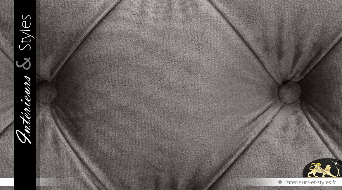 Canapé 3 places velours capitonné gris cendré | Eichholtz Castelle 230 cm