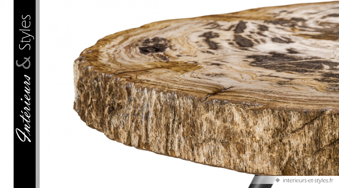 Ensemble de 3 tables basses en bois clair fossilisé, signé Eichholtz