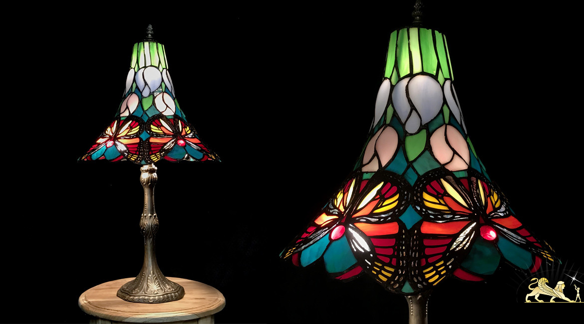 Lampe de salon de style Tiffany, modèle Capucine 63cm (Ø33cm)