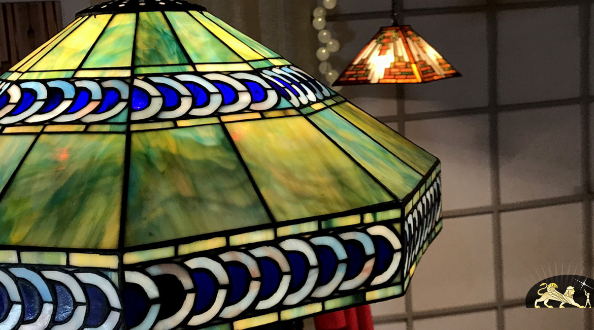 Suspension Tiffany octogonale : Reflets du lagon - Ø61cm