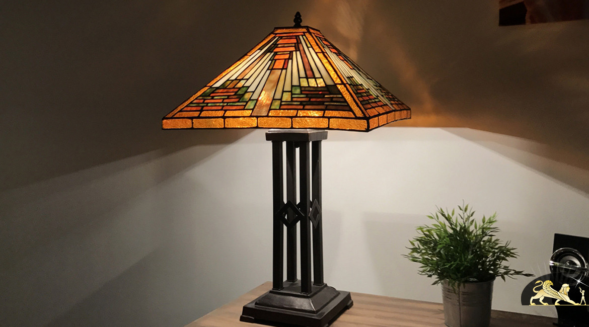 Lampe de salon Tiffany : Réflexion hivernale - Ø43cm