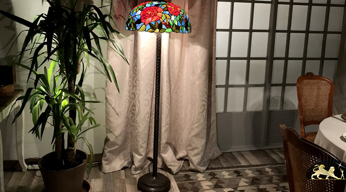 Lampadaire de prestige Tiffany : Jardin d'Eden - 160cm / Ø51cm