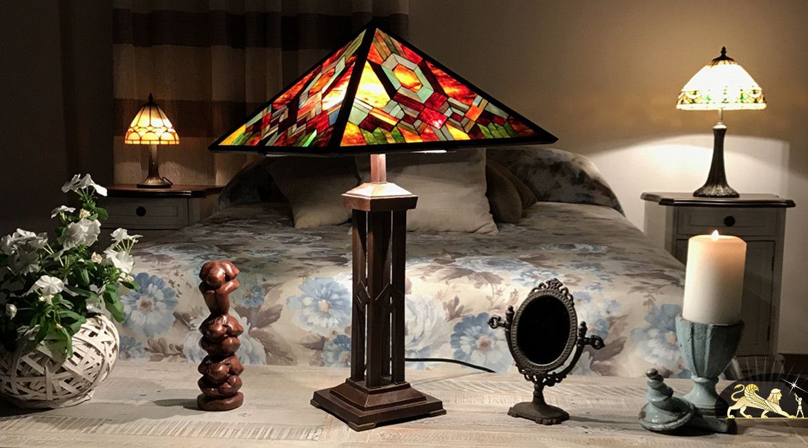 Belle lampe de salon Tiffany : Le brasier flamboyant - Ø50cm